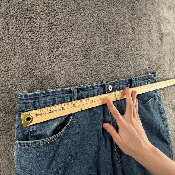 COS Jeans Denim Women Blue Size 16 Ramie Blend Floral Capri Crop ACTL 35x19.5 - Picture 11 of 15